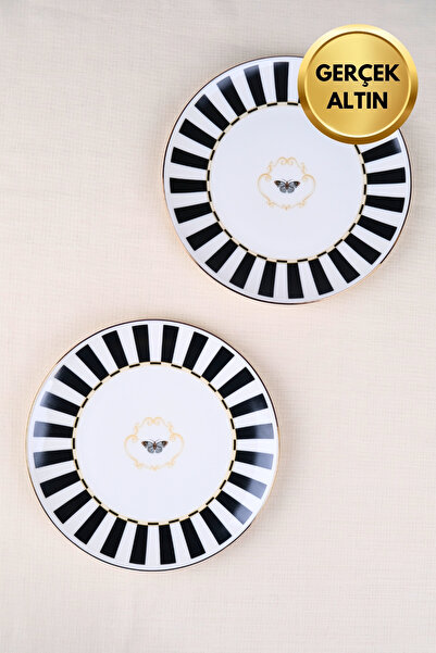 tabakevi Tabak Evi Porcelain Butterfly Collection Gold Gilded Cake Plate Blac...