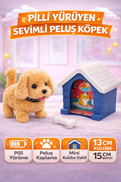 YILDIRIM OYUNCAK Sesli Hareketli Kulübeli Sevimli Köpek 15 cm - Aksesuarlı Pi...