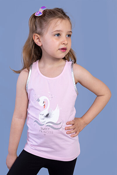 Toontoy Tricou cu imprimeu pentru fete, cu guler rotund
