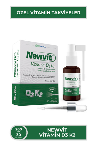 Newvit Vitamin D3 + K2 Damla 30 ml | D3 ve K2 Vitaminli Sıvı Form