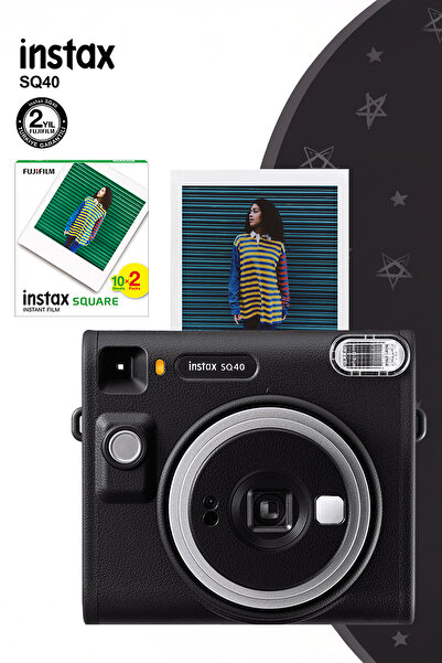 Fujifilm Instax SQ40 Siyah Fotoğraf Makinesi ve 20li Kare Film