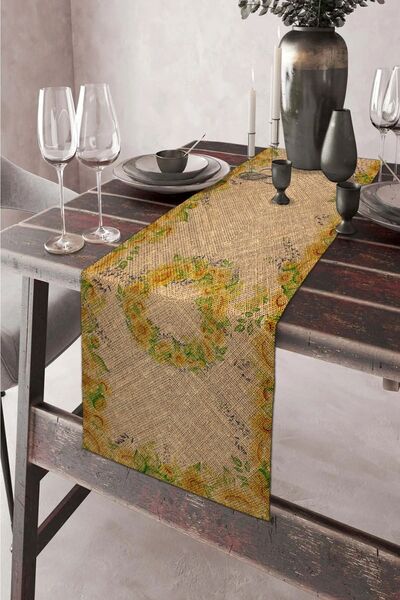 aymira home 40x140cm Dokuma Leke Tutmaz Baskılı Premium Tay Tüyü Kumaş Masa Ö...