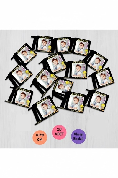 wonderlike Bebek Çocuk Doğum Günü Resimli Ahşap Magnet 20 Adet