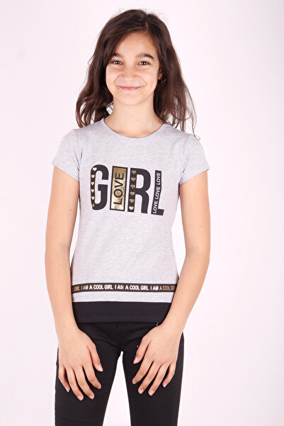 Toontoy Tricou cu mânecă scurtă pentru fete cu imprimeu guler rotund