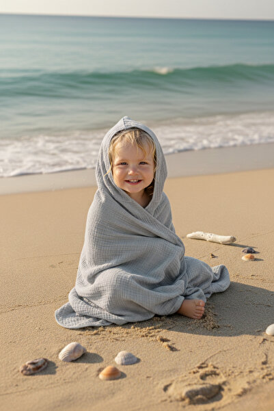 Tuğba Kuğu منشفة بغطاء رأس موسلين 4 طبقات - سلسلة متعددة الألوان - نقطة