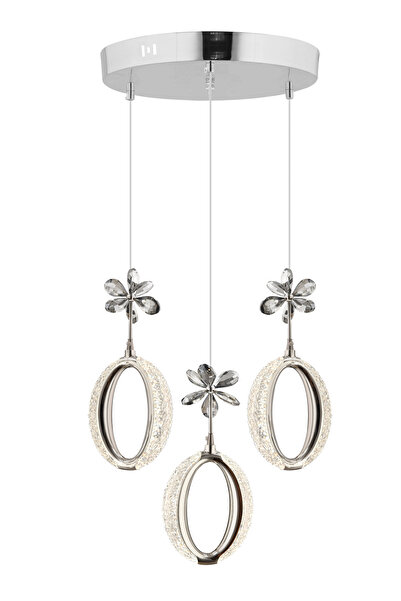 İstanbul Avize Zeus 3 lü Gümüş Kumandalı Ledli 3 Renk Modern Led Avize