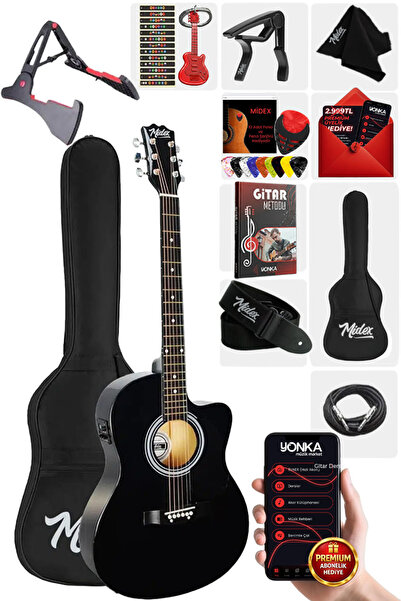 Midex Rg-560bk Pack Siyah Elektro Akustik Gitar Full Set Ekolayzerli 40 Inç 4...