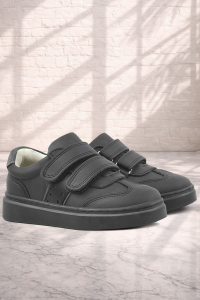 Rakerplus Справжня шкіра Чорні дитячі спортивні кросівки на липучках