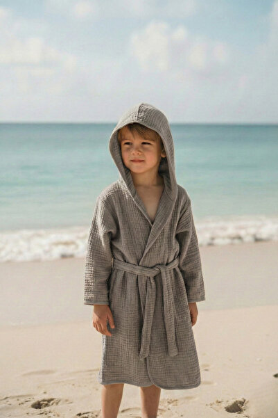 Tuğba Kuğu 4 Kat Müslin Bornoz - Policolor Serisi - Bow