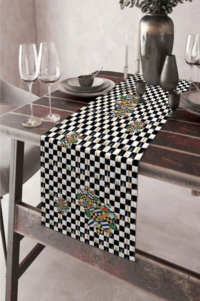 aymira home 40x140cm Dokuma Leke Tutmaz Baskılı Premium Tay Tüyü Kumaş Masa Ö...