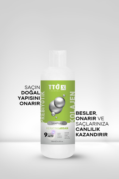 TTO Şampuan Besleyici ve Onarıcı 500 ml Keratin ve Argan Özlü X Tüm Saçlar