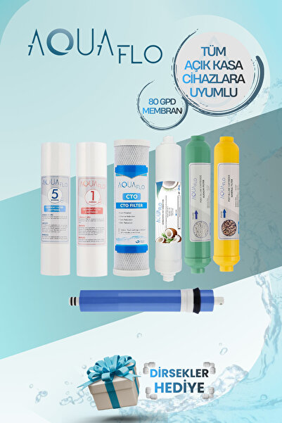 AQUAFLO Açık Kasa Su Arıtma Cihazı 7li Filtre Seti Standart Membran Set