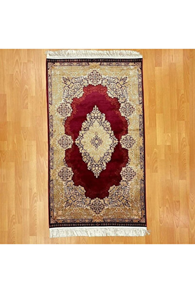 MEVLANA BAZAAR Elmas Motifli 120 x 180 CM İpek Halı Bordo