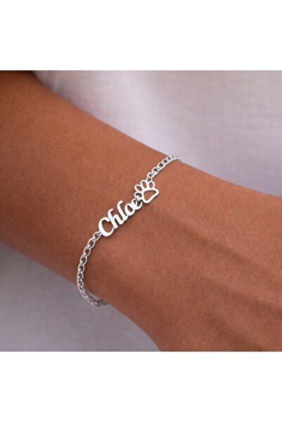 Soleildor 925 ayar Orijinal Gümüş Kişiye Özel Pati İsimli Gümüş Bileklik