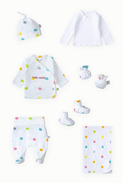 Boumini مجموعة خروج الطفل من المستشفى مكونة من 7 قطع هيلو وورلد باللون الوردي