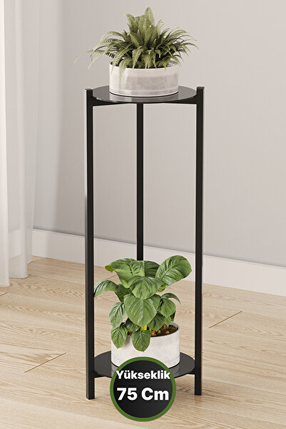 Bino Saksılık Çiçeklik 2 Katlı Metal Çiçeklik Dekoratif Paslanmaz Sac Tepsili...