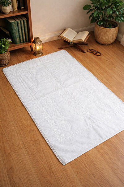 DİLEX ev tekstili Beyaz Kadife Çeyizlik Gelin Seti Seccade Hediye Bohça