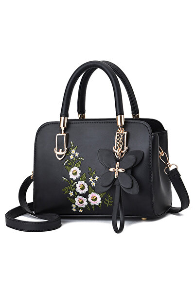 OEM Γυναικεία τσάντα χειρός με κεντημένο λουλούδι, μενταγιόν, λουράκι ώμου, τ...