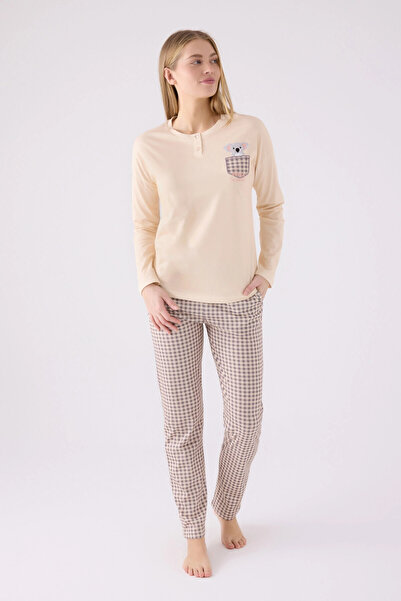 Arnetta Kadın Krem Uzun Kol Pijama Takım