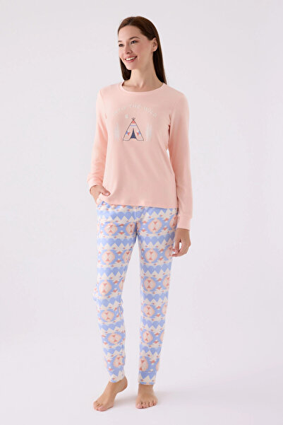 Arnetta Set de pijamale roz cu mânecă lungă pentru femei