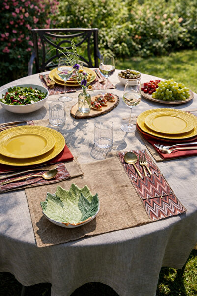 Arma House Pink  2'li Misson El Yapımı Kaşıklık Detaylı Jüt Amerikan Servisi