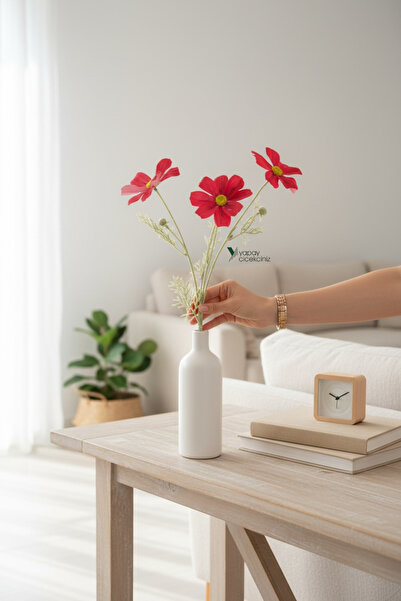 YAPAY ÇİÇEKÇİNİZ Islak Dokulu 60 cm Yapay Dağ Papatya Çiçeği – Gerçekçi Görün...