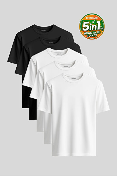 Berka Super Economical Pack of 5 Premium Fit Cotton Basic T-Shirts 100% Wardr...