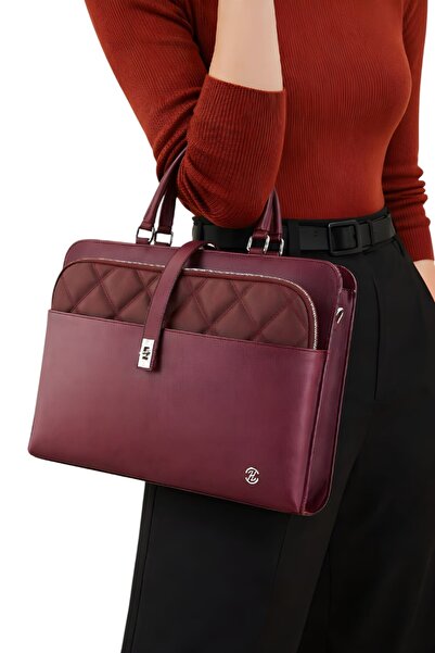 QUB CLUB Servietă pentru laptop unisex roșu Claret de 15 și 15,6 inchi