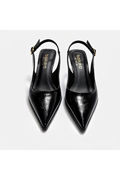 bakacstore Kadın Siyah Arkası Açık Sivri Burun Topuklu Ayakkabı