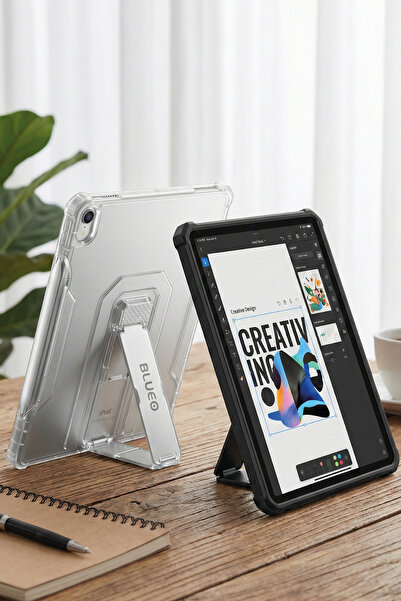 BLUEO حافظة لجهاز iPad Pro 10.2 / 10.5 باللون الأسود مع حامل مقاوم