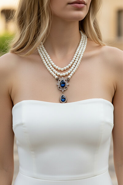 FUYA JEWELLERY Kristal Damla Sallantılı İnci Kolye