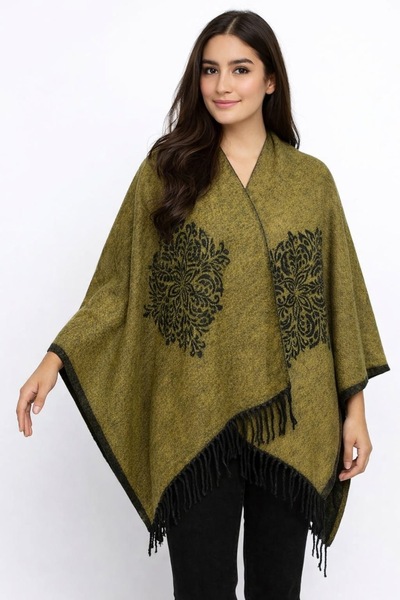 ALDAİR Poncho de iarnă pentru femei, cu două fețe, umăr 140x140