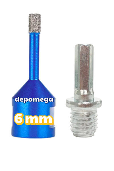 DepoMega 6 mm Granit Mermer Seramik Delme Panç Spiral Ve Matkap Için Aparatlı...