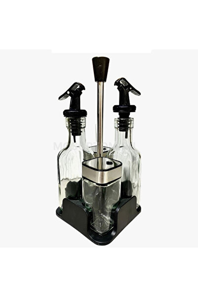 OEM Set de 4 recipiente pentru condimente, 100 ml, Trasparent cu negru.