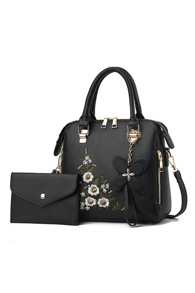 OEM Σετ γυναικείας Τσάντα με Πορτοφόλι και μενταγιόν λουλούδι, 2 τεμάχια, κατ...