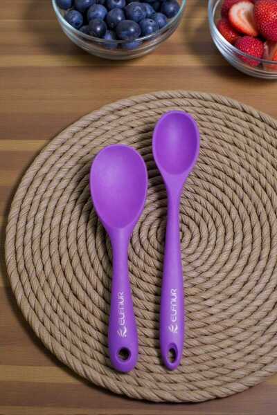 elfnur ملعقة سيليكون طويلة 28 سم وملعقة قصيرة 22 سم / 2 قطعة مقاومة للحريق وغ...