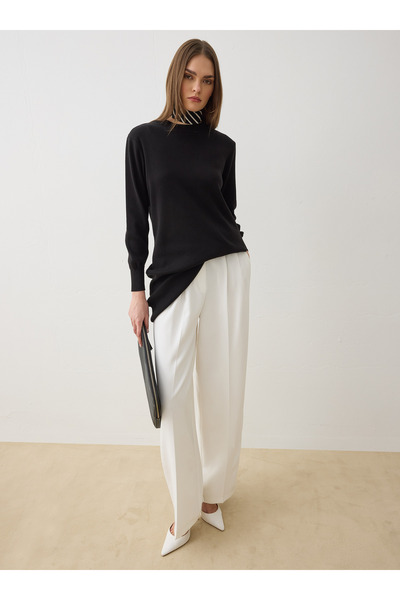 Refka Μακρύ πλεκτό τοπ με λαιμόκοψη - Μαύρο -