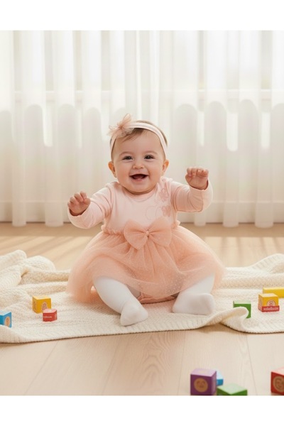 MİNİBORN Dantel Detayli Lüks Kız Bebek Elbise