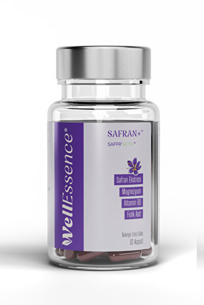 WellEssence Safran+ Safran Ekstresi, Magnezyum, Vitamin B6 ve Folik Asit İçer...