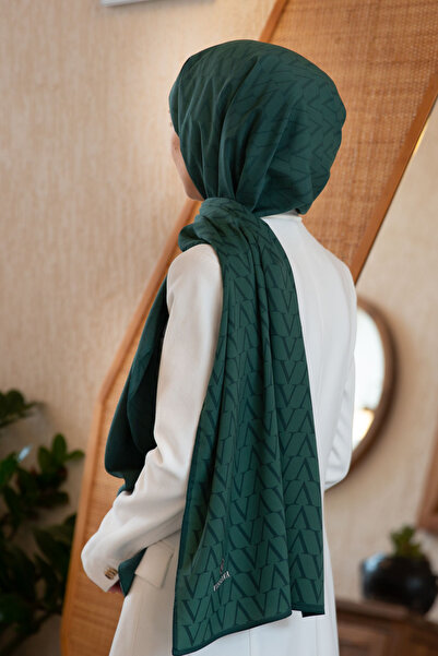 Vissona LÜKS MEDİNE İPEĞİ DEGRADELİ MONOGRAM DESENLİ PETROL YEŞİLİ RENKLİ 75X...