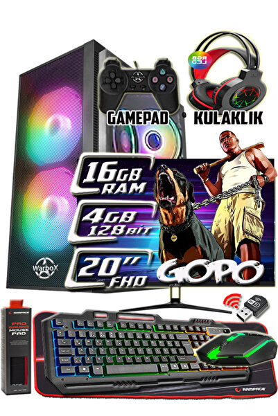 WARBOX GOPO X5650 İşlemci 16gb Ram 256gb SSD 250gb Hdd R7 240-4gb E.kartı 20"...