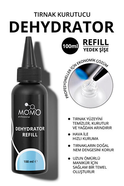 MOMO professional 100 ml Dehydrator, Yedek Dolum Şişesi, Refill, Tırnak Kurut...