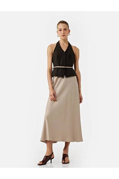 Koton Fusta evazată din satin de lungime midi cu croiala normală