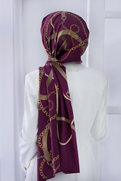 Vissona LÜKS MEDİNE İPEĞİ ZİNCİRLİ KEMER DESENLİ MÜRDÜM RENKLİ 75X195 KIRIŞMA...