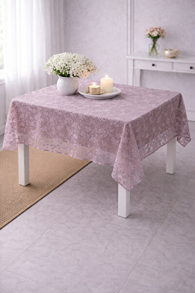 Home Fiskos Pattern Thin Lace Tablecloth 150X150 cm Lilac
