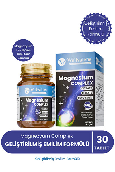 Wellvalens Magnezyum Complex - 30 Tablet | Geliştirilmiş Emilim Formülü