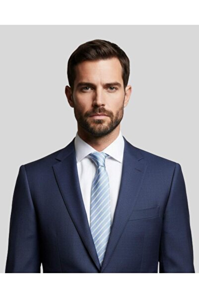 1001 Kravat ربطة عنق رفيعة بخطوط زرقاء بعرض 7 سم