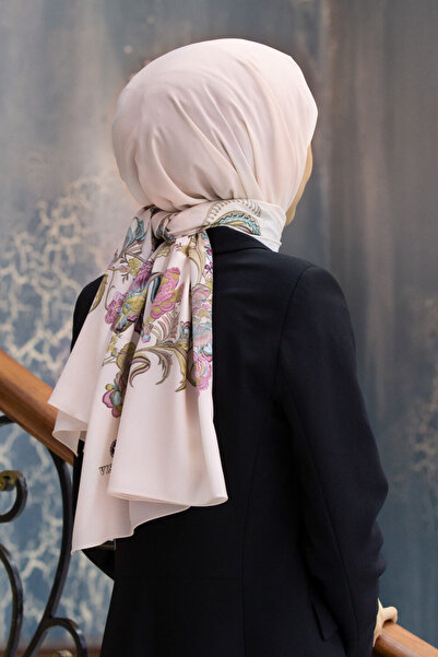 Vissona LÜKS MEDİNE İPEĞİ NAKIŞ ÇİÇEK DESENLİ KREM RENKLİ 75X195 KIRIŞMAZ ŞAL...