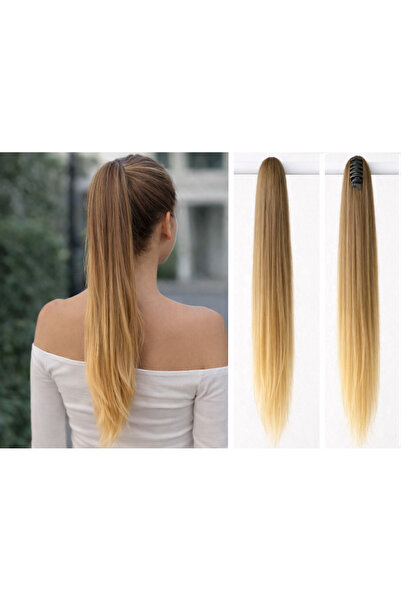 NeednStore Küllü Kahve Ombre Düz 60 cm Tokalı At Kuyruğu Peruk Saç - 1. Kalit...