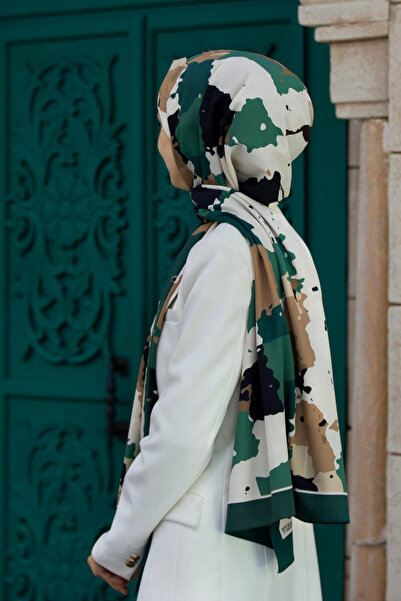 Vissona LÜKS MEDİNE İPEĞİ BOYA EFEKTİ DESENLİ PETROL YEŞİLİ RENKLİ 75X195 KIR...